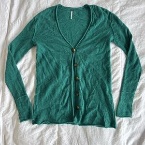 Free People Cashmere Teal Cardigan Sweater